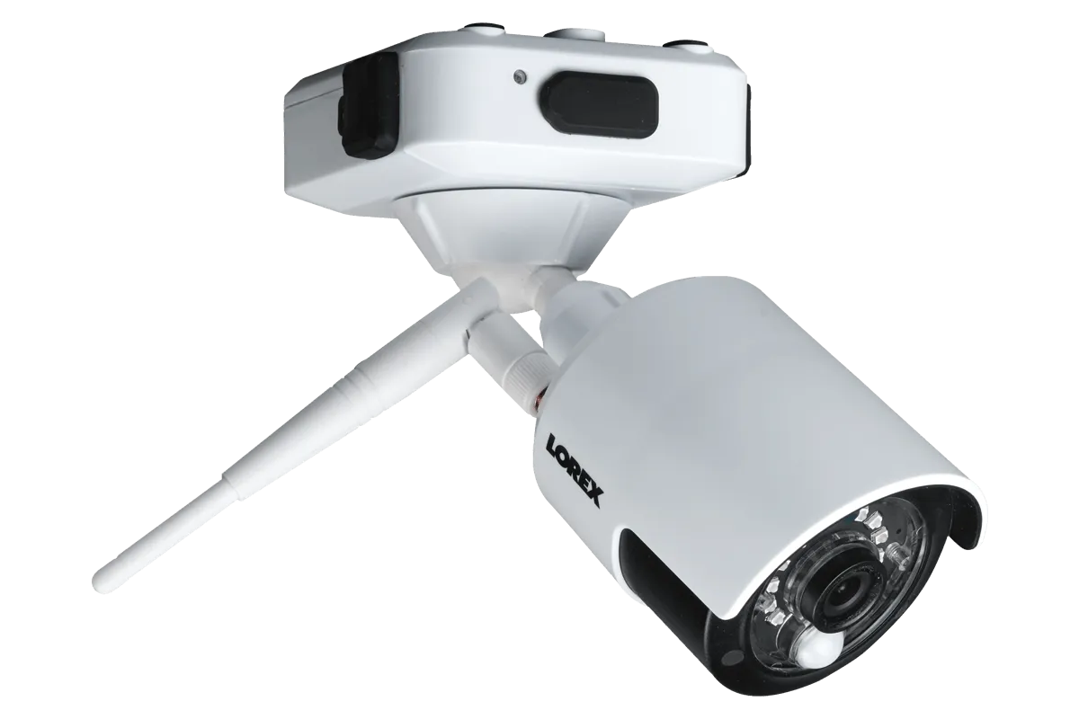 1080p Wire Free Camera System, featuring 4 Battery Powered White Outdoor Cameras and 16GB DVR