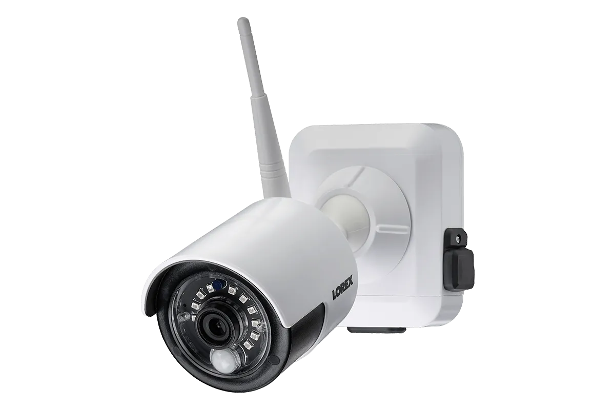 1080p Wire Free Camera System, featuring 4 Battery Powered White Outdoor Cameras and 16GB DVR