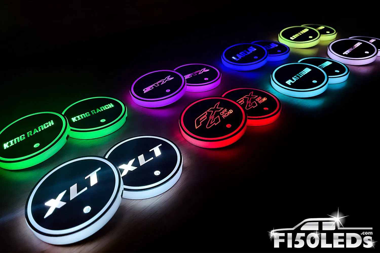 2015 - 2020 F150 LED RGB Cup Holder Coaster Light Kit