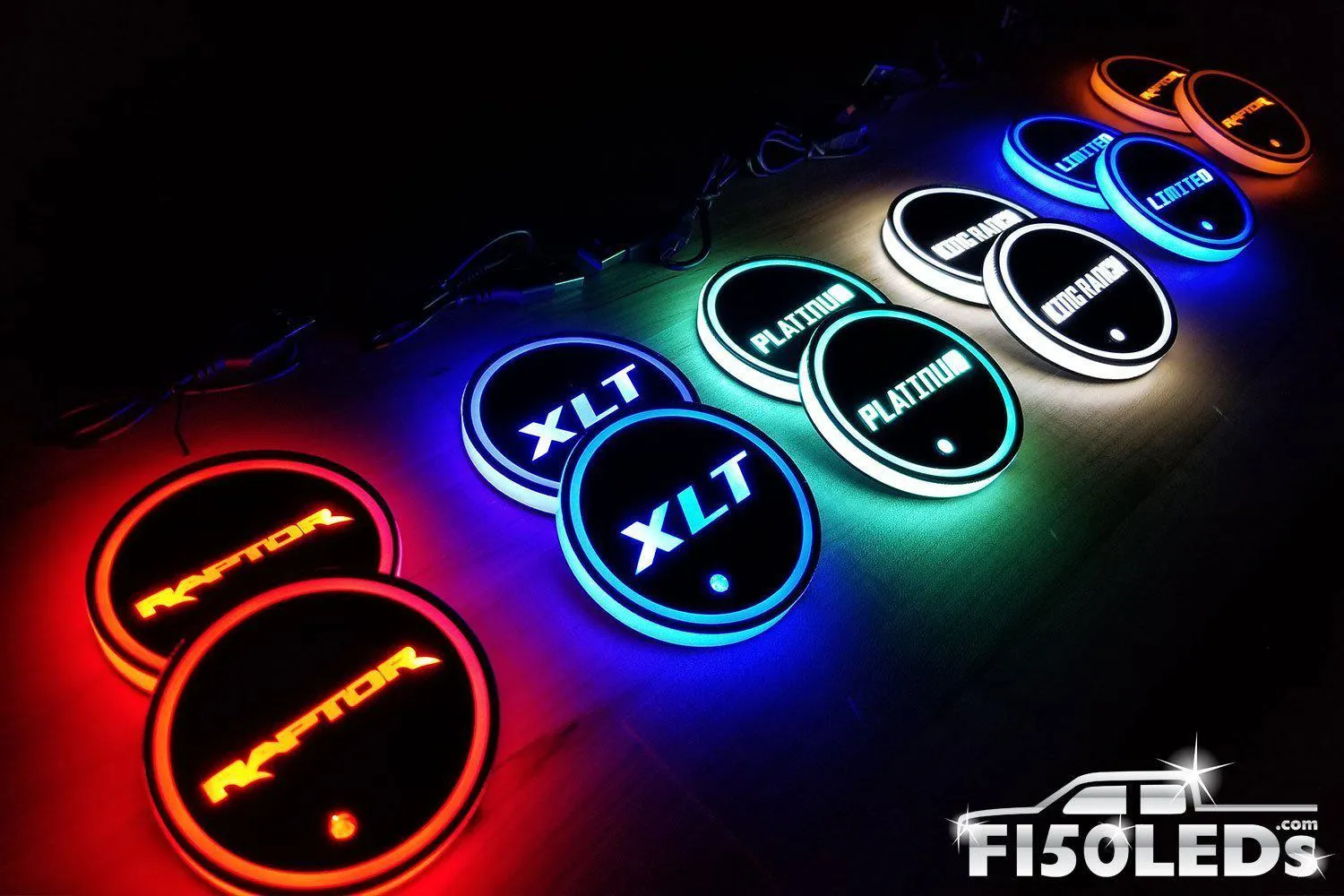 2015 - 2020 F150 LED RGB Cup Holder Coaster Light Kit