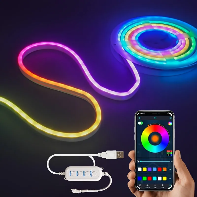 298.7cm/198.12cm/97.54cm RGB-IC Neon LED Light With Music, Flexible Neon LED Light Strip, Desktop Background Ambient Light, Streamer Neon RGB-IC