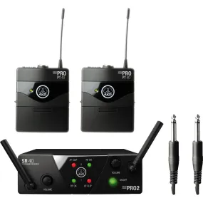 AKG WMS40 Mini2 Dual Wireless Microphone Instrument Set for Electric Guitars, Basses