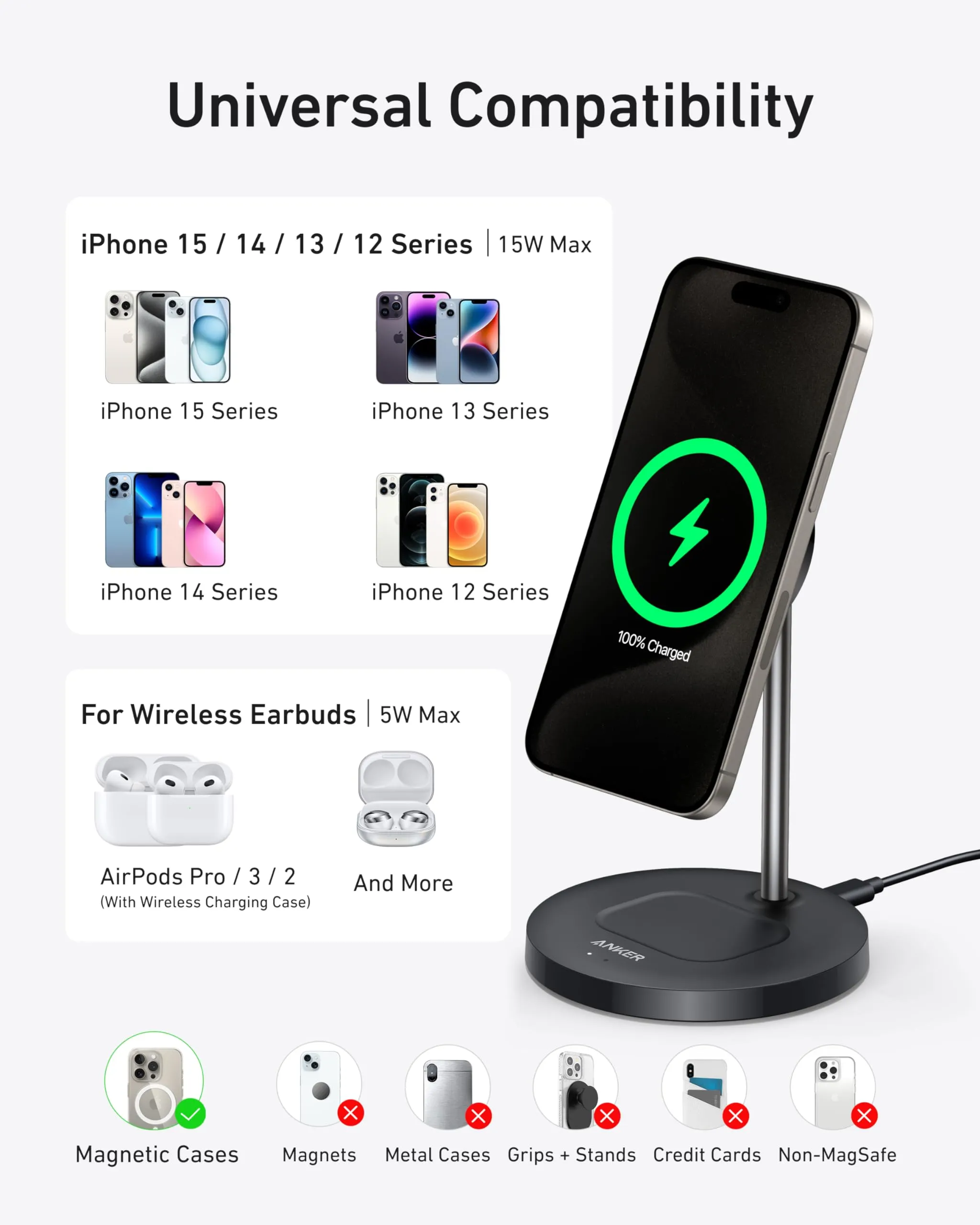 Anker MagGo Wireless Charger (2-in-1, Stand) | Exclusive Livestream Offer