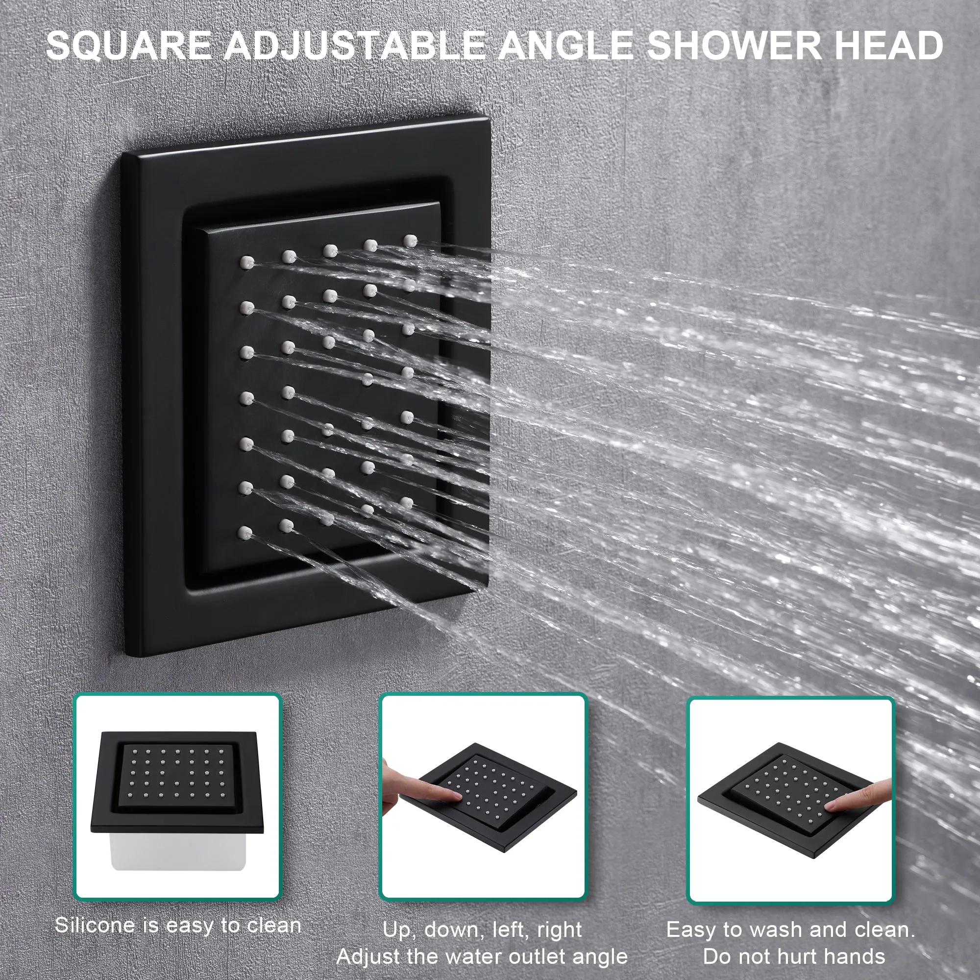 Arial| Rainfall Waterfall Wall Mounted Thermostatic LED Music Shower System with Large Body Jets Shower System