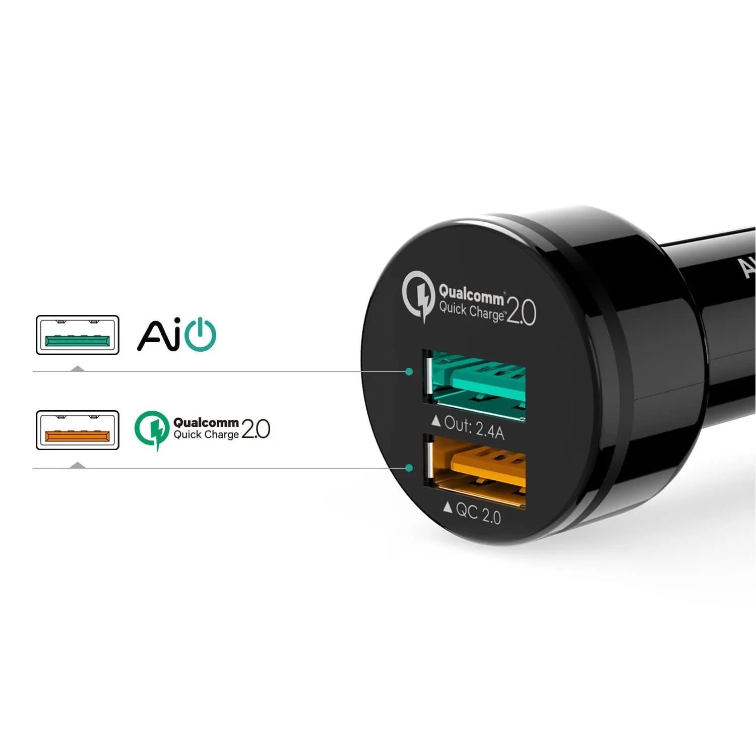 CC-T1 Qualcomm Quick Charge 2.0 30W 2 Port USB Car Charger