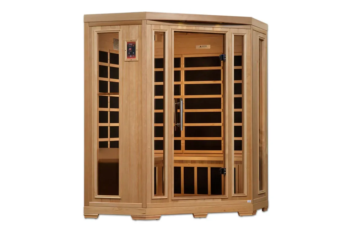 Golden Designs Pro 6 "Rebecca" 3 Person Corner Near Zero EMF Far Infrared Sauna