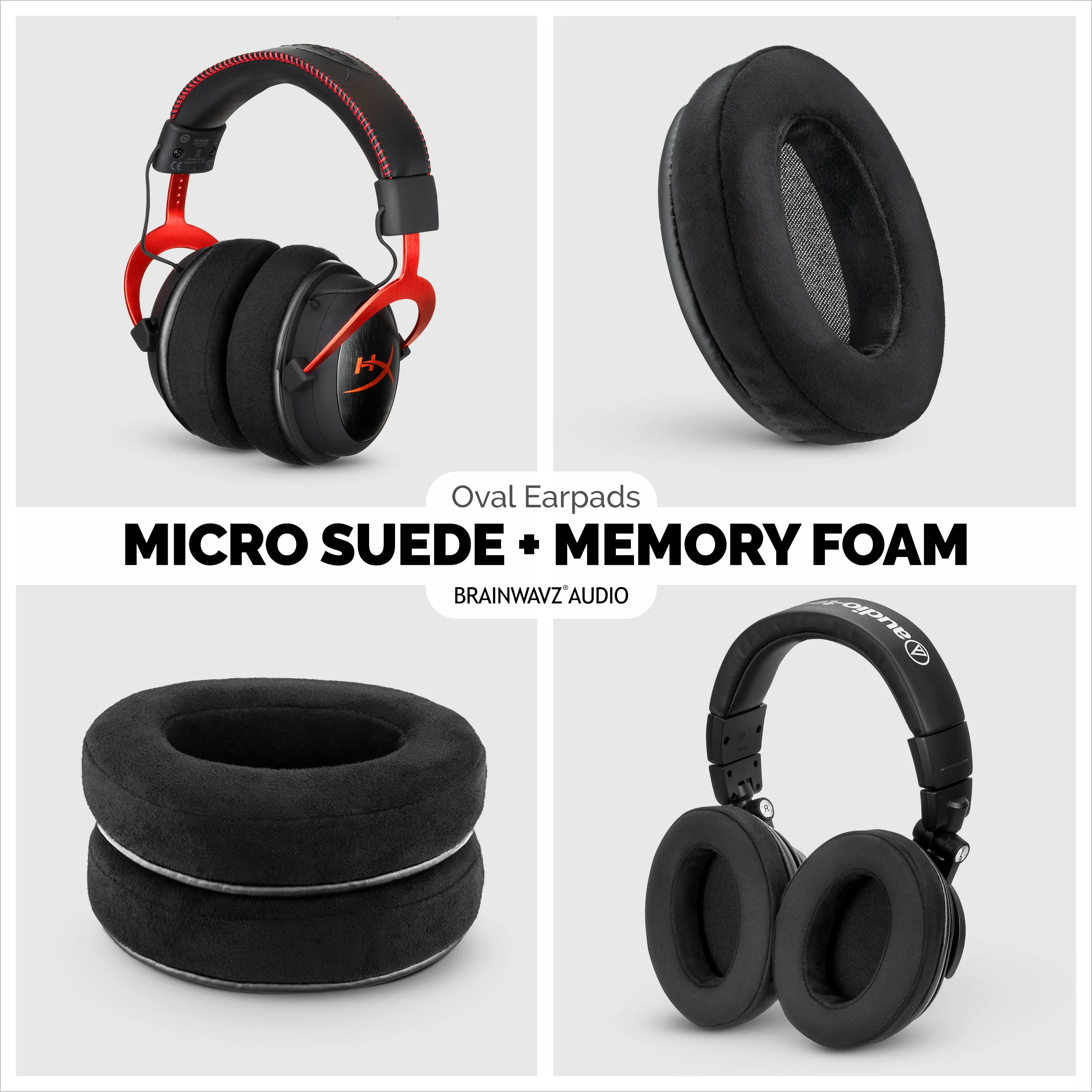 Headphone Memory Foam Earpads - Oval - Micro Suede