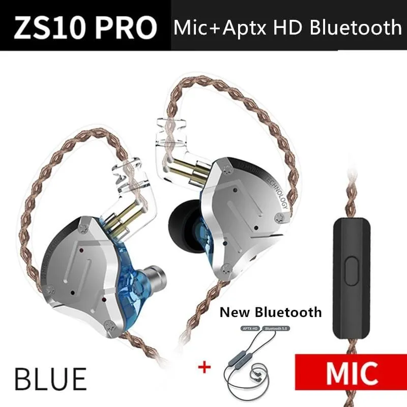 KZ ZS10 Pro Aptx HD Cable In Ear Hybrid 4BA 1DD Hifi Bass Earphones