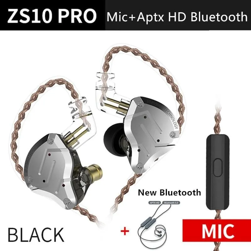 KZ ZS10 Pro Aptx HD Cable In Ear Hybrid 4BA 1DD Hifi Bass Earphones