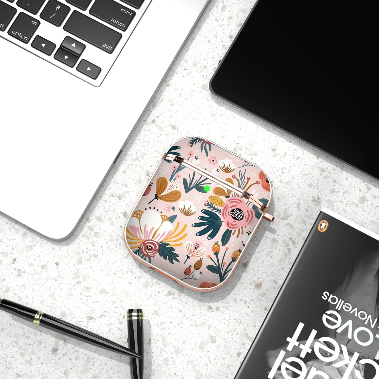 Maxjoy Compatible AirPods Case Cover, Flower Cute Air Pod 2 Case