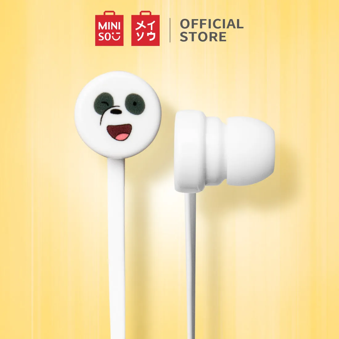 MINISO x We Bare Bears - In-Ear Headphones With Mic & Free Storage bag