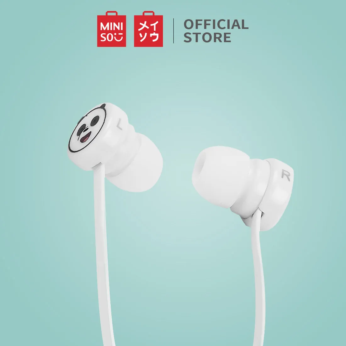 MINISO x We Bare Bears - In-Ear Headphones With Mic & Free Storage bag