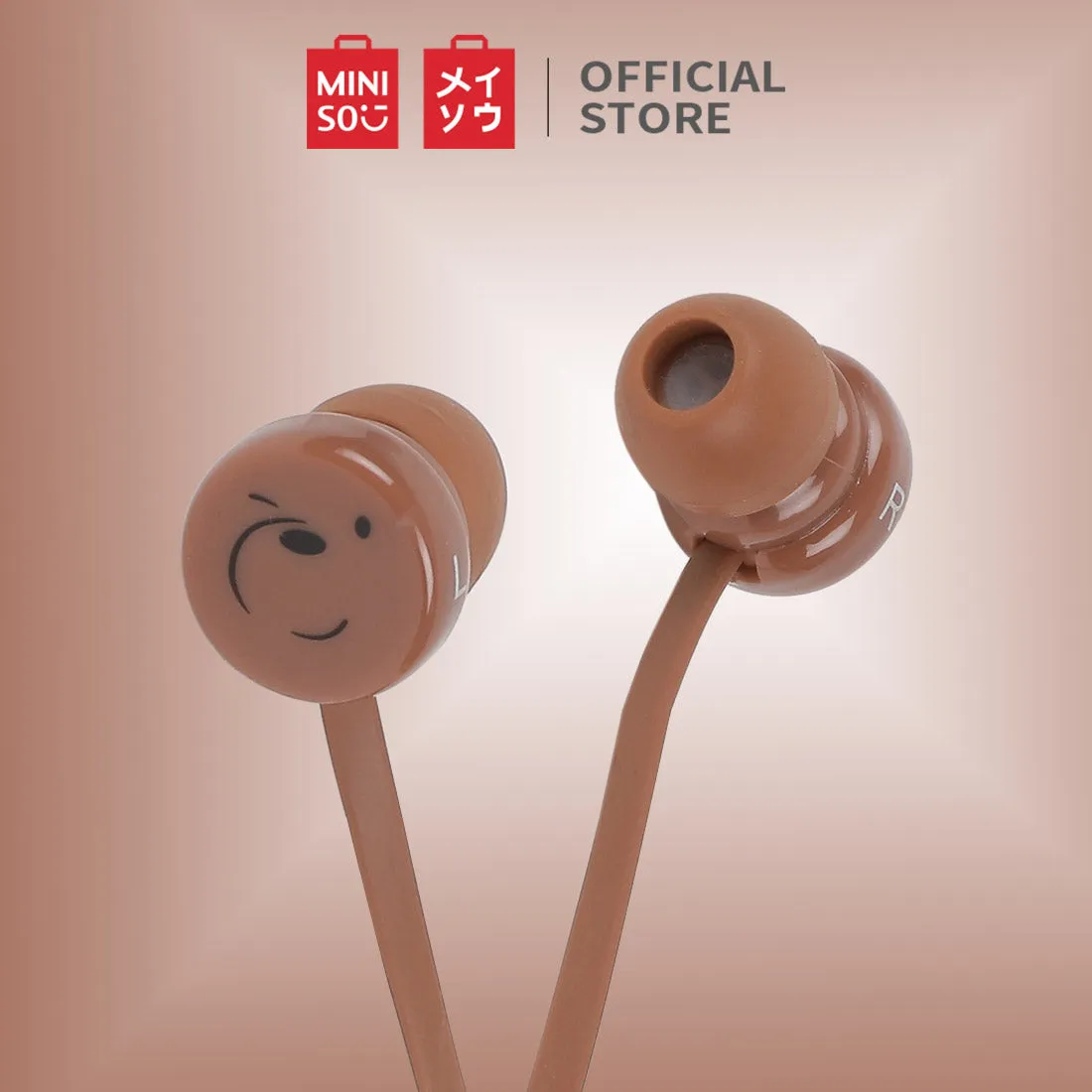 MINISO x We Bare Bears - In-Ear Headphones With Mic & Free Storage bag