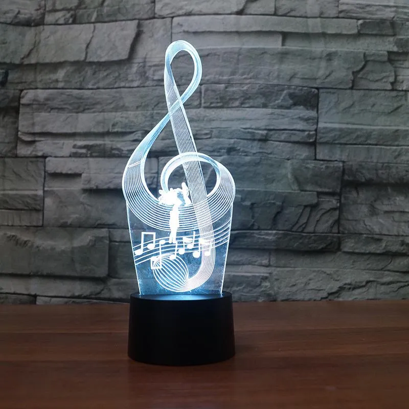 Music Notation Lamp 3D Night Light Kids Toy LED 3D Touch Table Lamp 7 Colors LED Light For Christmas