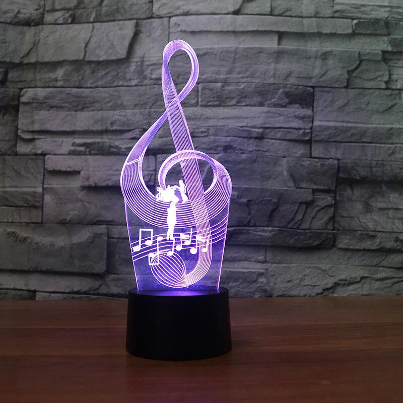 Music Notation Lamp 3D Night Light Kids Toy LED 3D Touch Table Lamp 7 Colors LED Light For Christmas