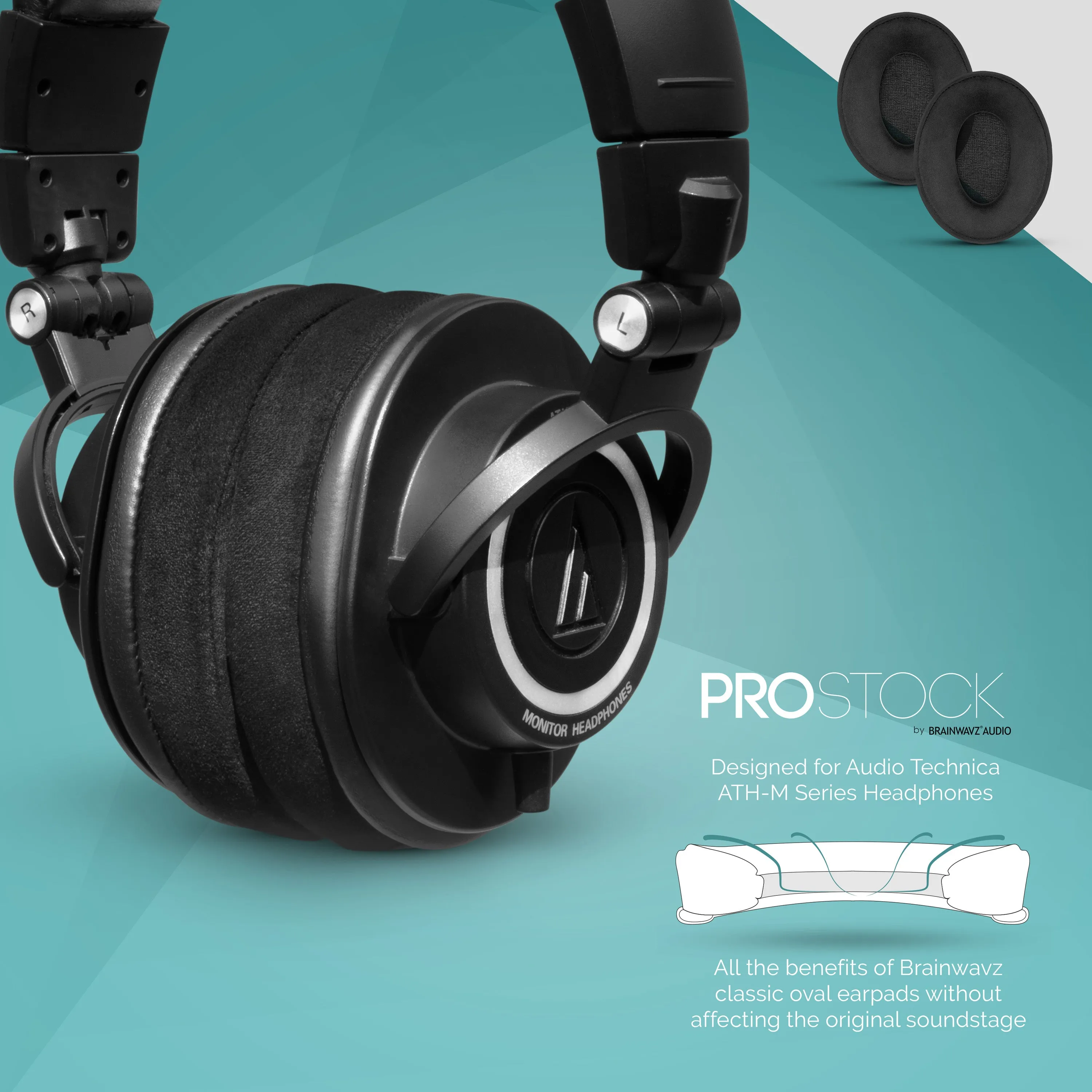 ProStock ATH M50X & M Series Replacement Earpads - Custom Designed Shape with Memory Foam - Micro Suede