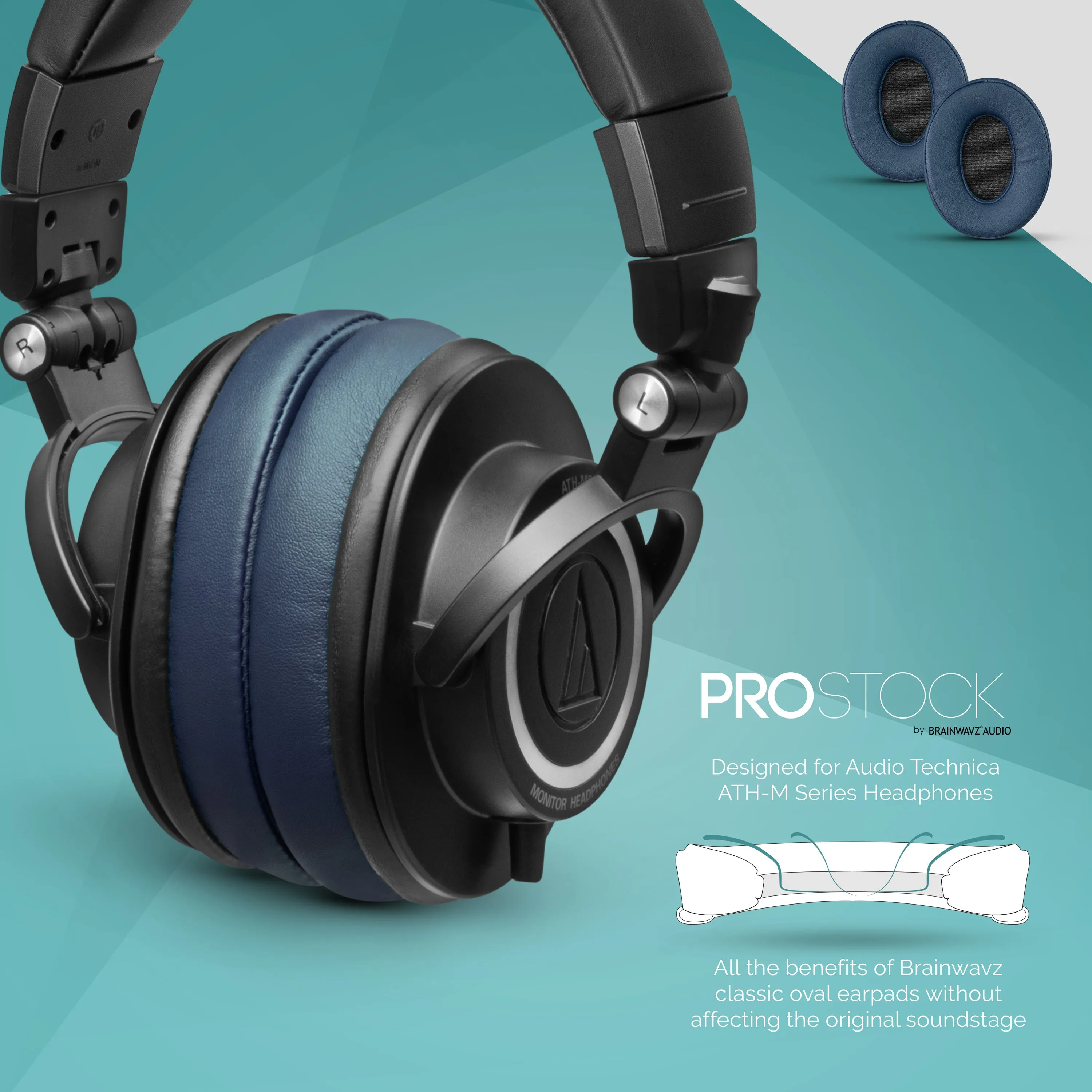 ProStock ATH M50X & M Series Replacement Earpads - Custom Designed Shape with Memory Foam - PU