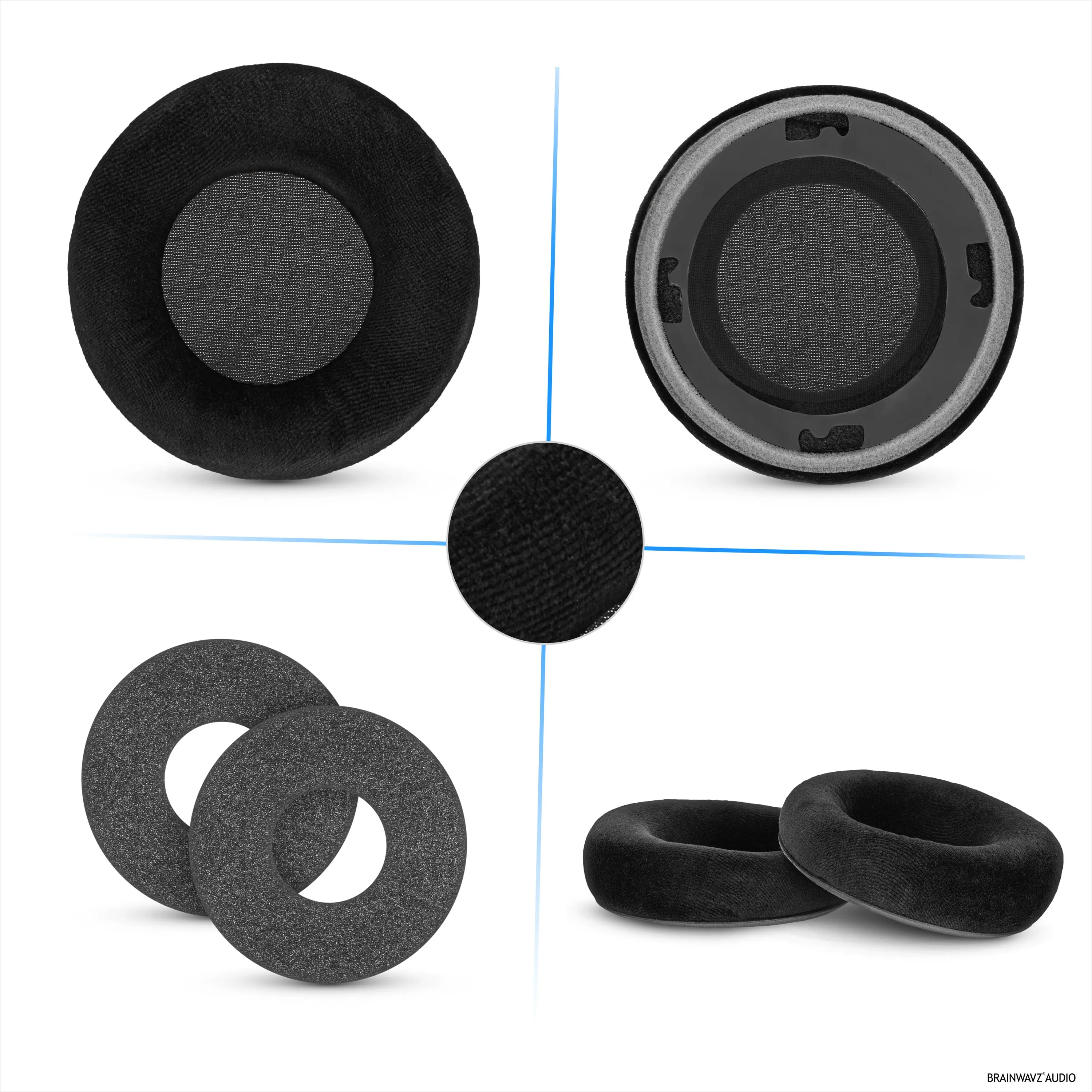 Replacement Earpads for AKG K701, K702, Q701, K601, K612, K712 Headphones - Soft Velour & Foam