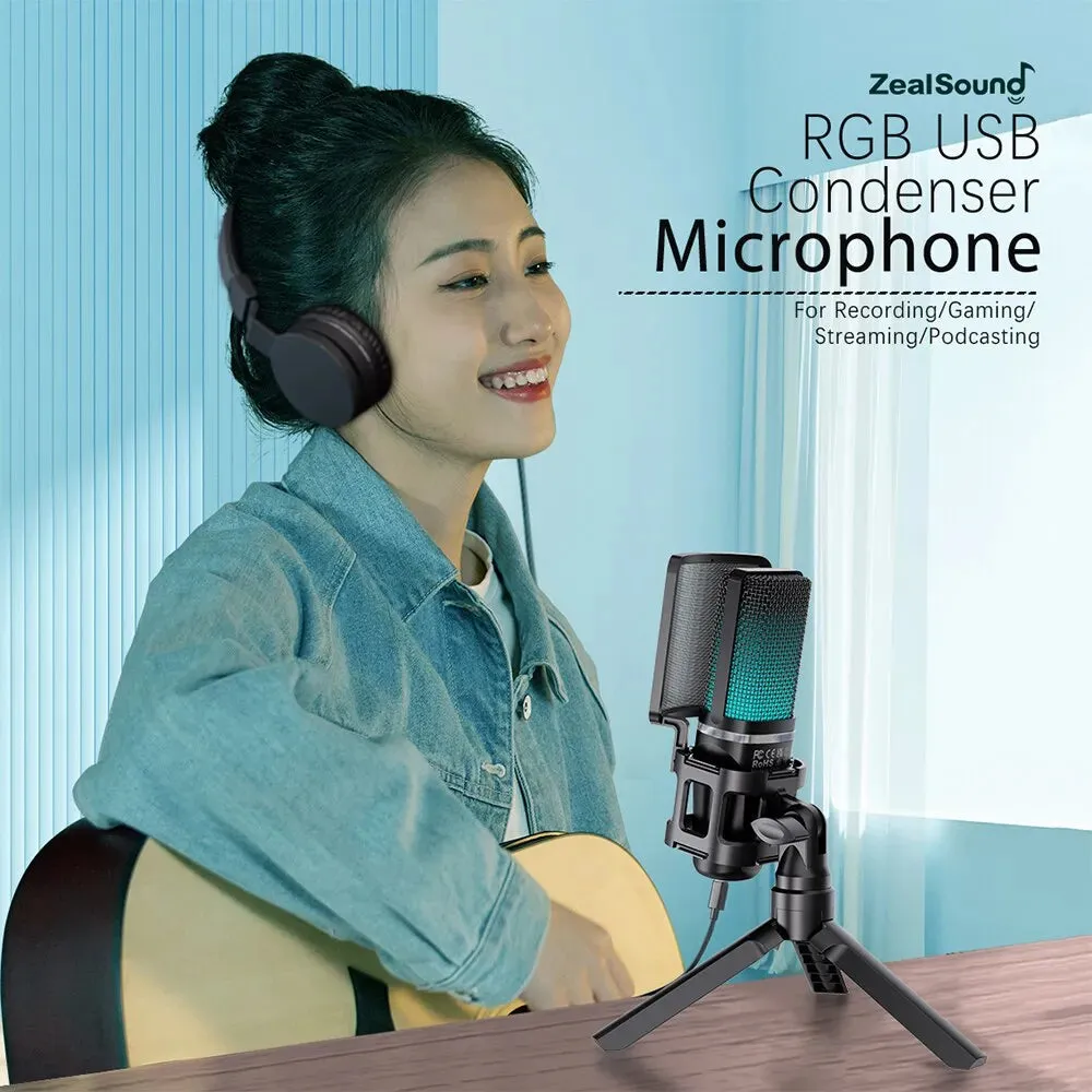 RGB USB Condenser Gaming Microphone Computer