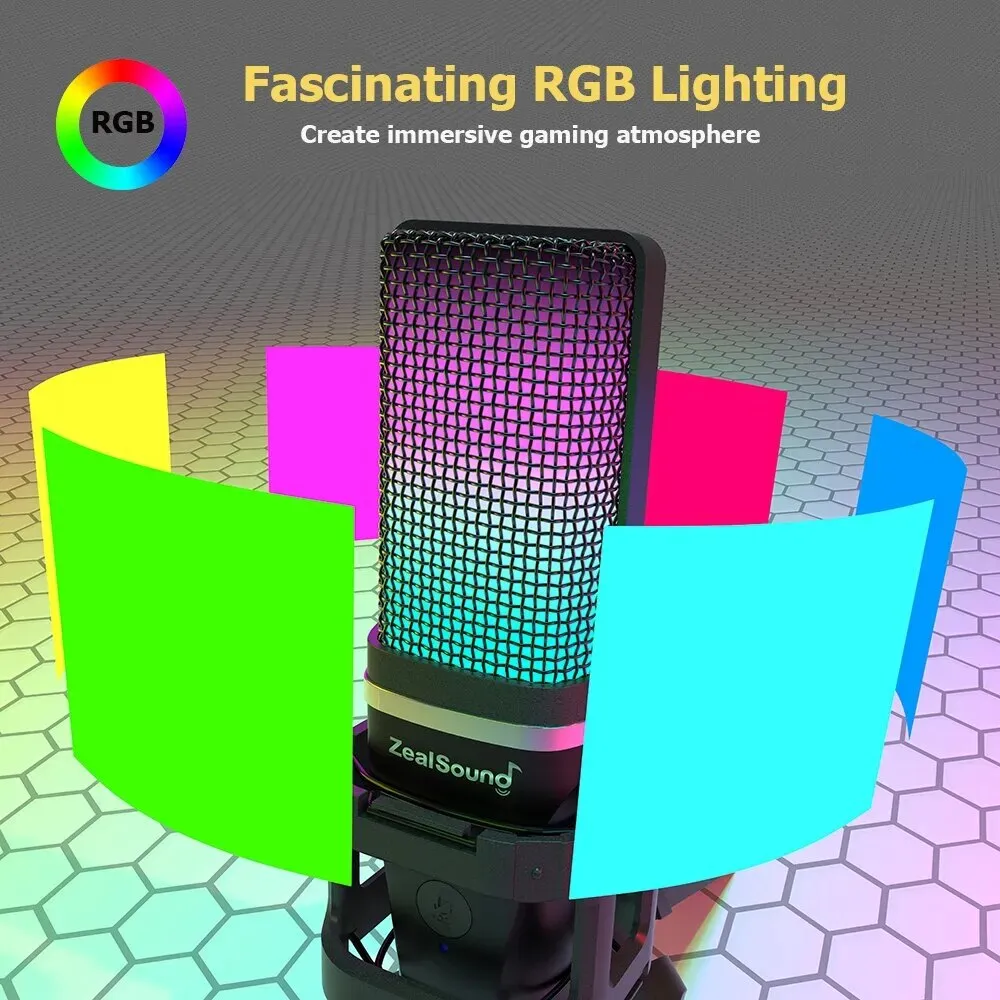 RGB USB Condenser Gaming Microphone Computer