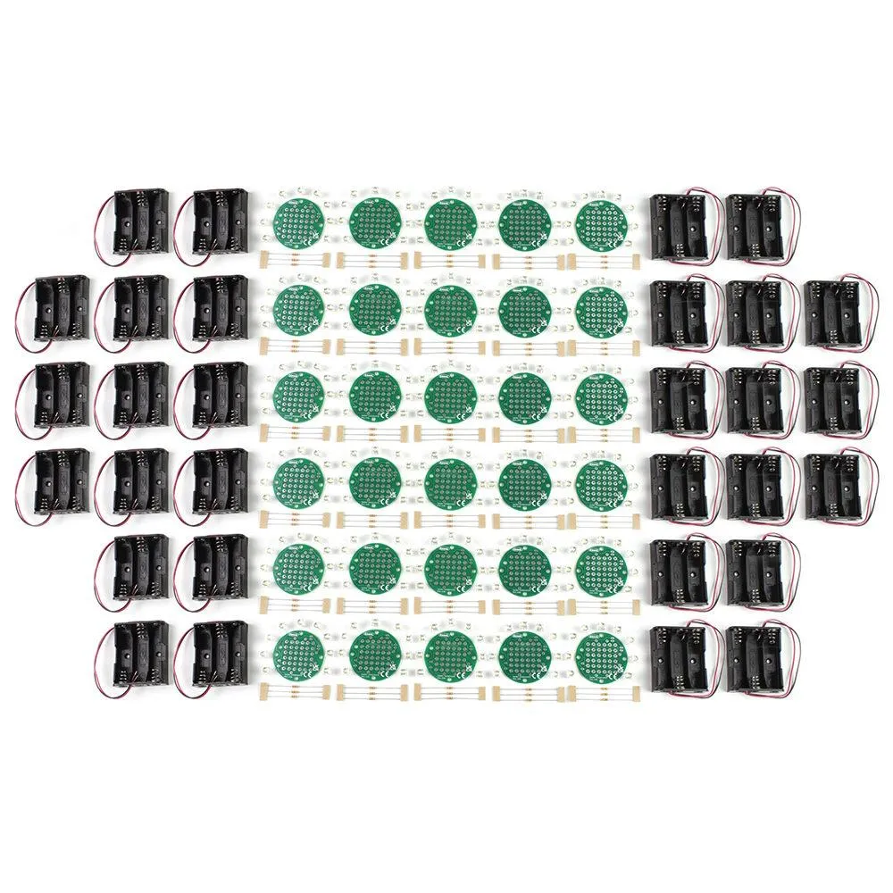 Round 5V LED Matrix Kit -  Lamp Kit and Battery Holders (Kit of 30)