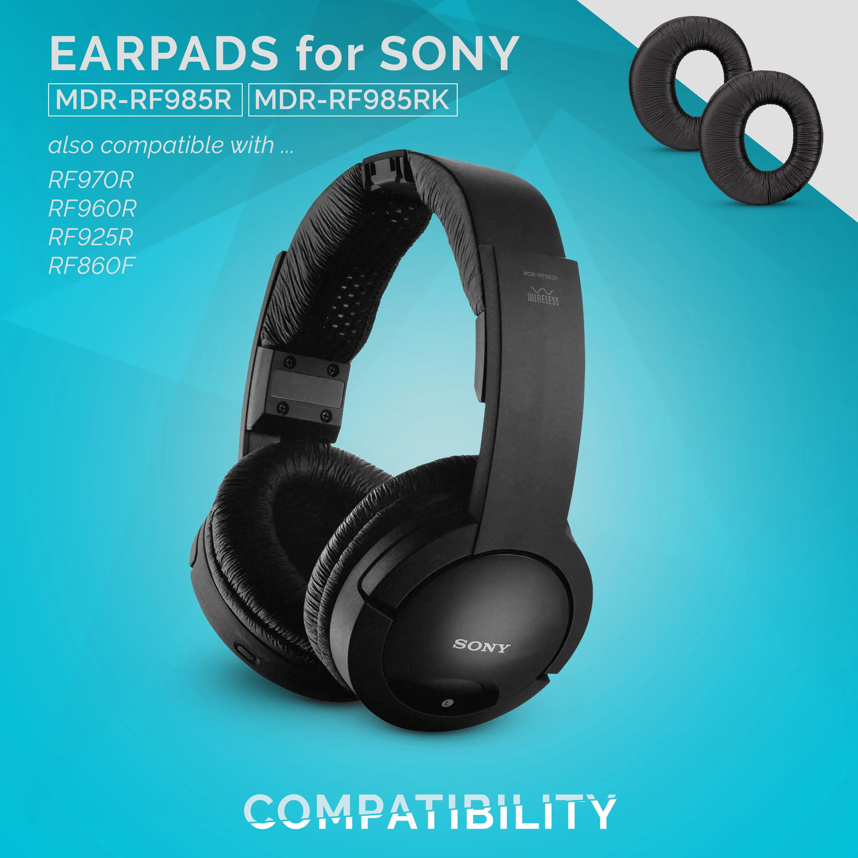 Sony MDR-RF985R Replacement Earpads - Suitable for other RF series Headphones