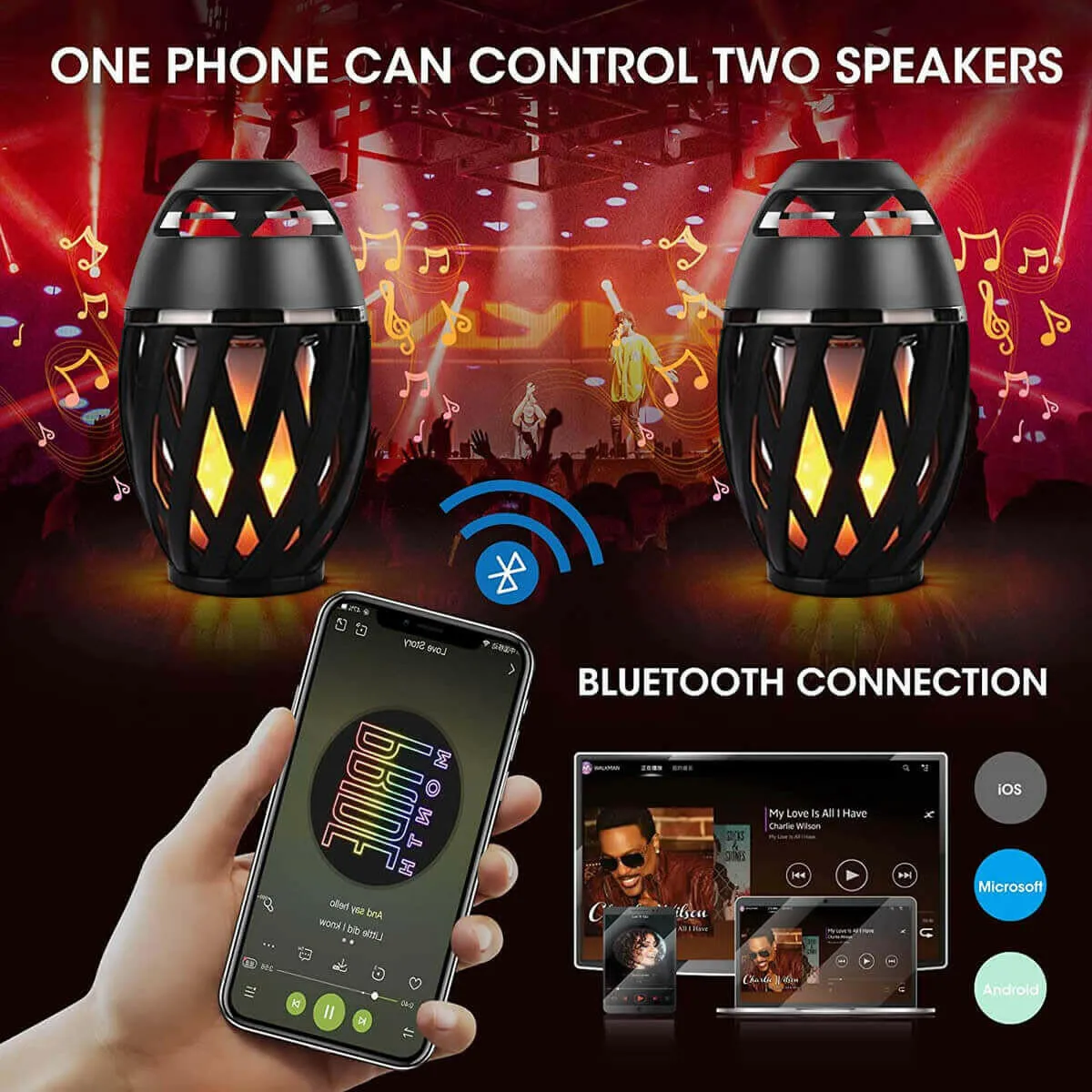 Tiki Tiki To To Outdoor LED Torch With Bluetooth Speaker