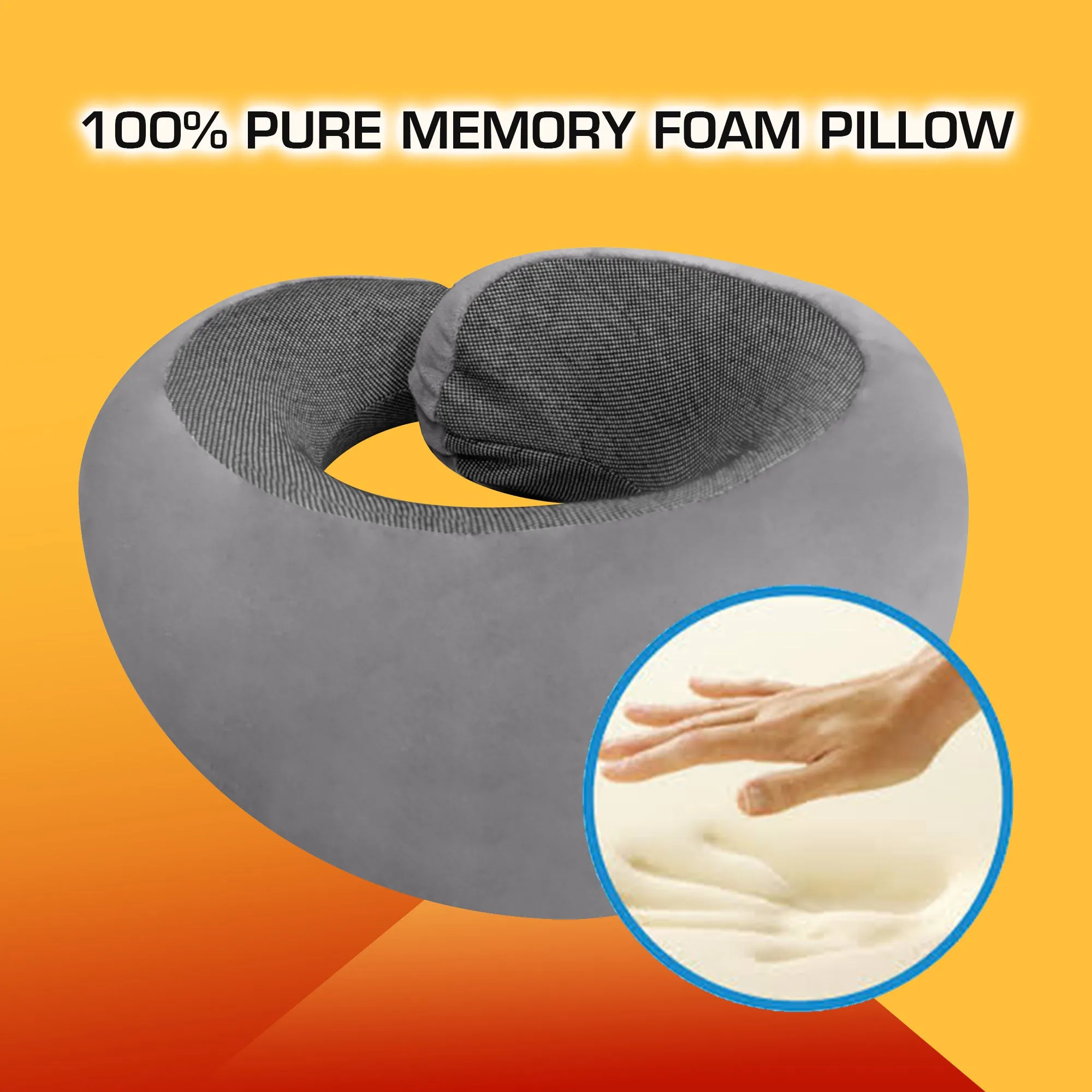 Ultrasoft Memory Foam Neck Pillow with Eye Mask and Carry Bag