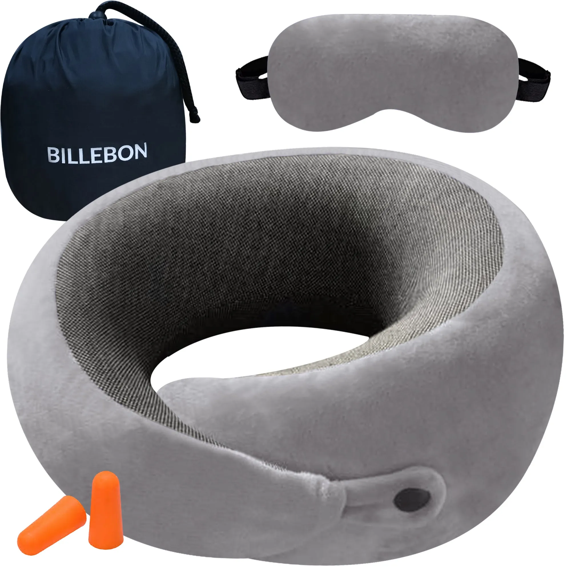 Ultrasoft Memory Foam Neck Pillow with Eye Mask and Carry Bag