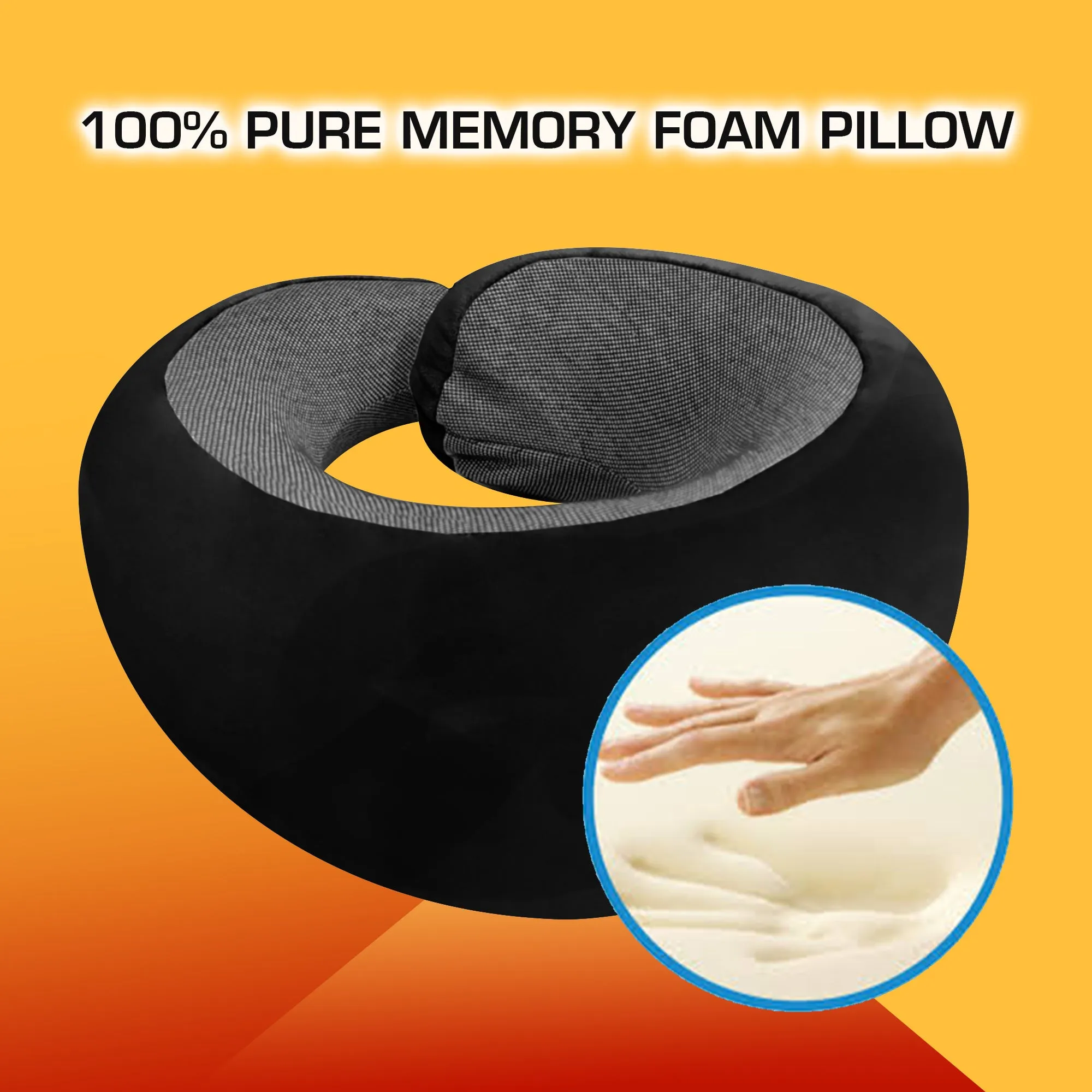 Ultrasoft Memory Foam Neck Pillow with Eye Mask and Carry Bag