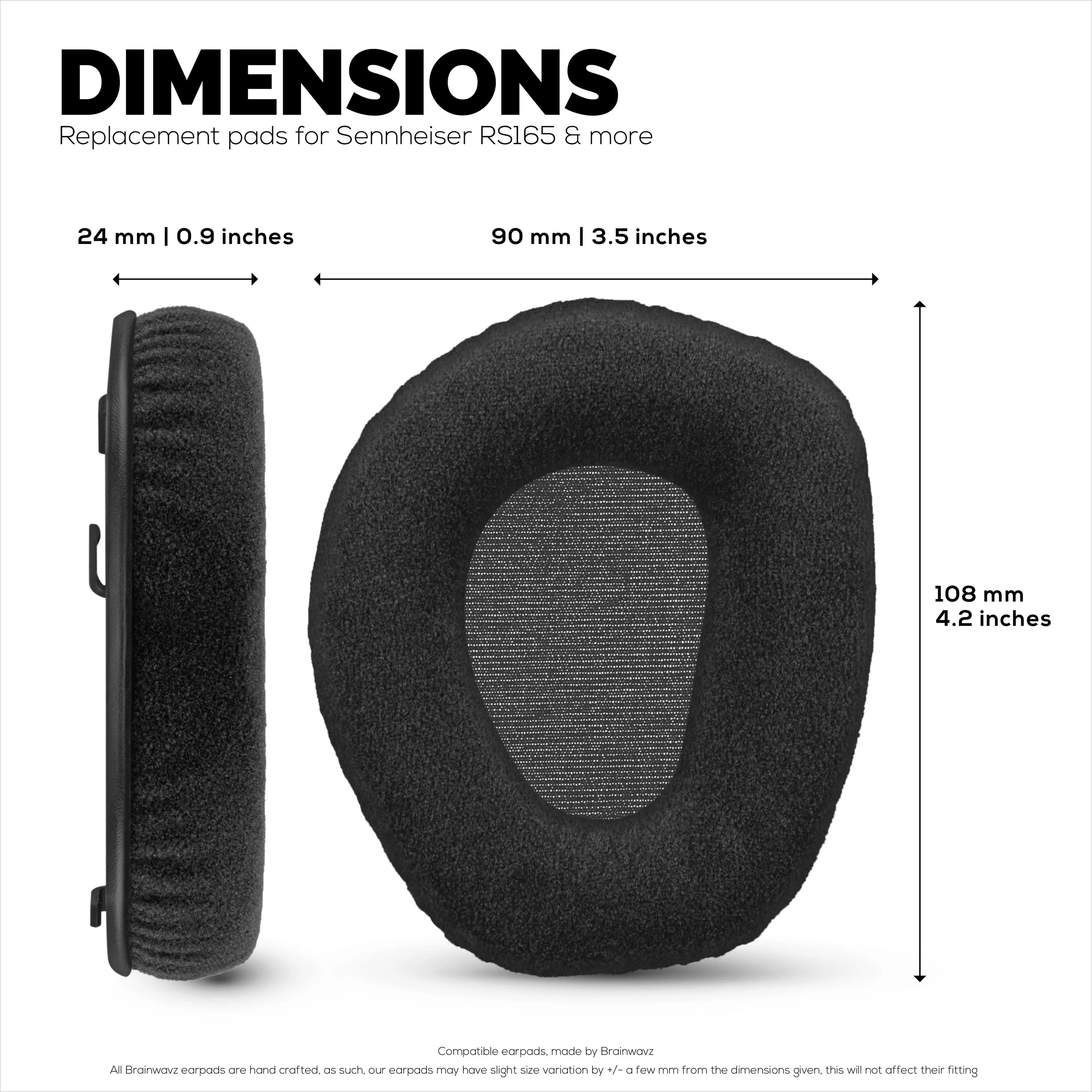 Velour Earpads for SENNHEISER RS165, RS175, RS185 & RS195 Headphones - Soft Foam Ear Pad, HDR165, HDR175, HDR185, HDR195