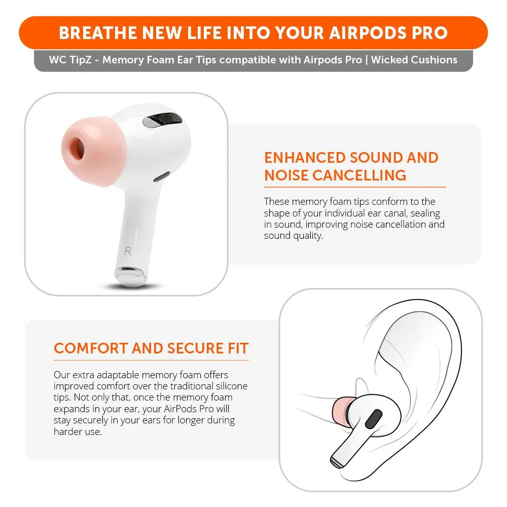 WC TipZ - Memory Foam Ear Tips for Airpods Pro & Airpods Pro 2