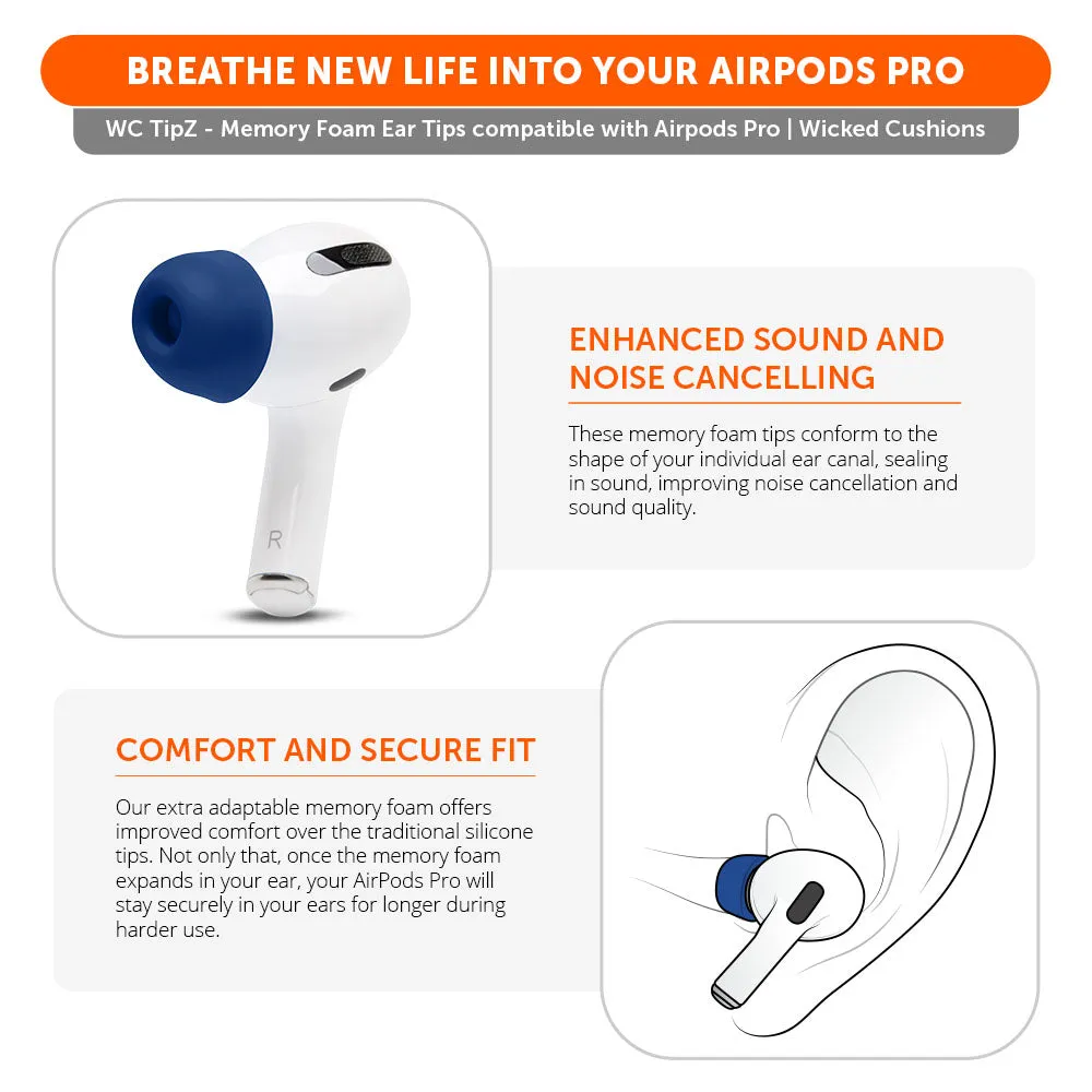 WC TipZ - Memory Foam Ear Tips for Airpods Pro & Airpods Pro 2