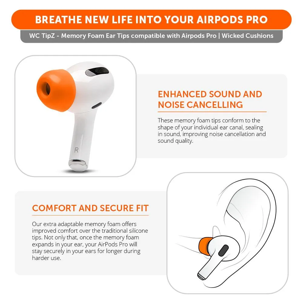 WC TipZ - Memory Foam Ear Tips for Airpods Pro & Airpods Pro 2