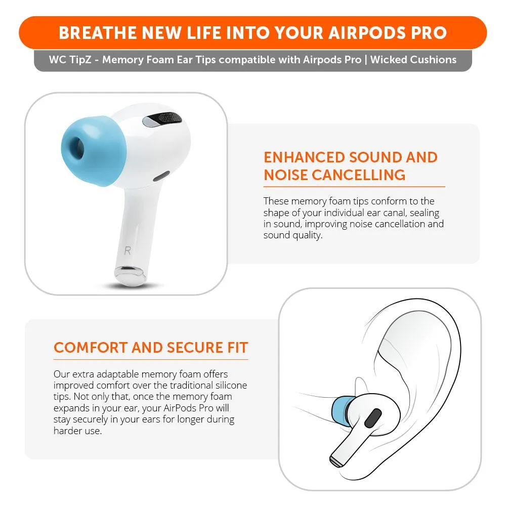 WC TipZ - Memory Foam Ear Tips for Airpods Pro & Airpods Pro 2