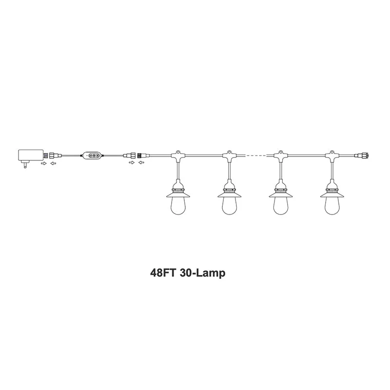 Westgate STG-4830-RGBIC-BT 48-ft 30 Lamps Lantern Outdoor RGB-IC Bluetooth App Controlled String Light